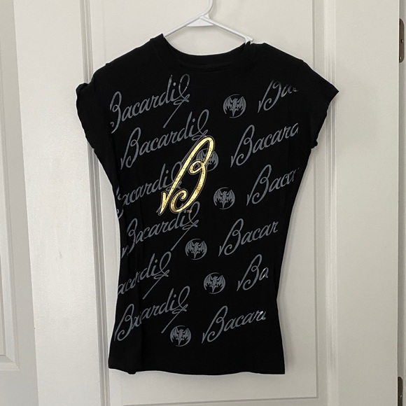 Bacardi Tops - Bacardi Women's Black Tee with Gold Logo